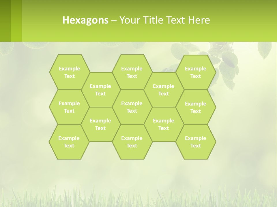 A Green Background With Leaves And Grass PowerPoint Template