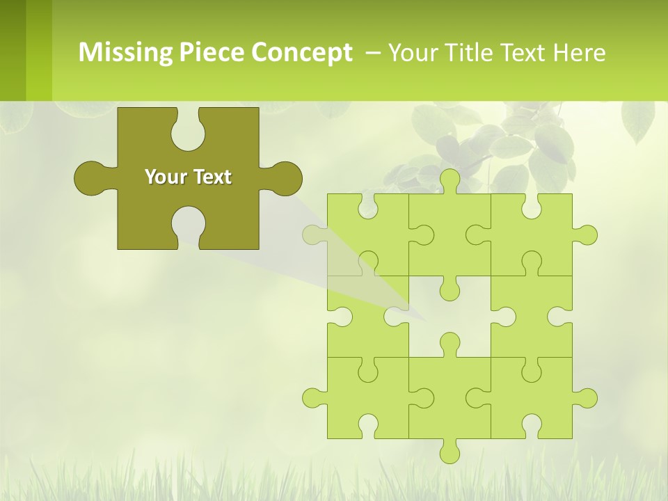 A Green Background With Leaves And Grass PowerPoint Template