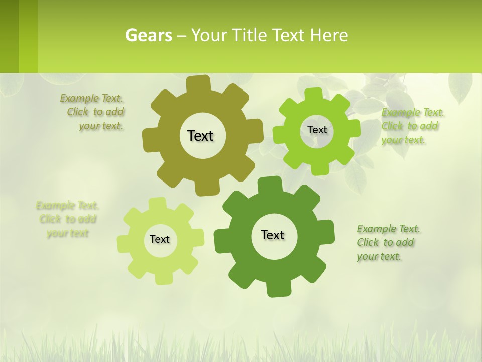 A Green Background With Leaves And Grass PowerPoint Template
