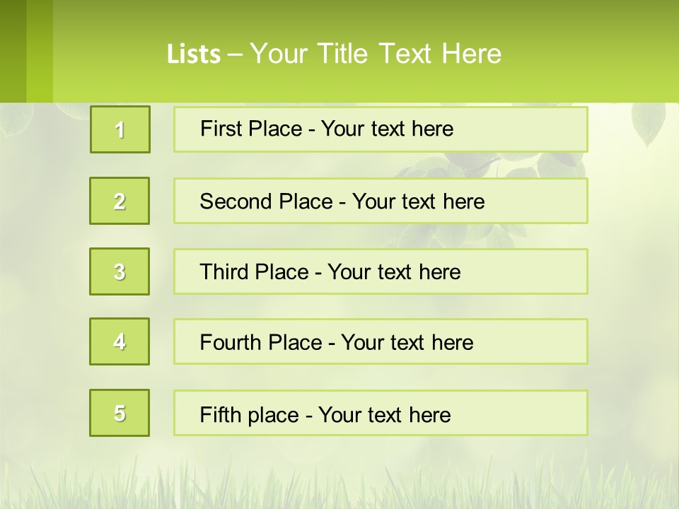 A Green Background With Leaves And Grass PowerPoint Template