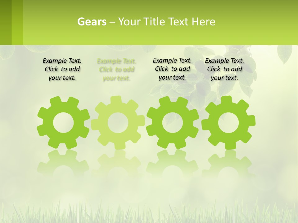 A Green Background With Leaves And Grass PowerPoint Template