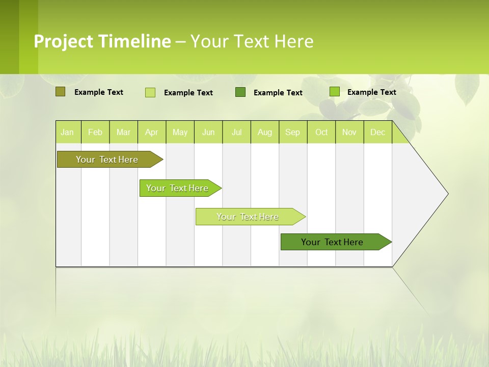 A Green Background With Leaves And Grass PowerPoint Template