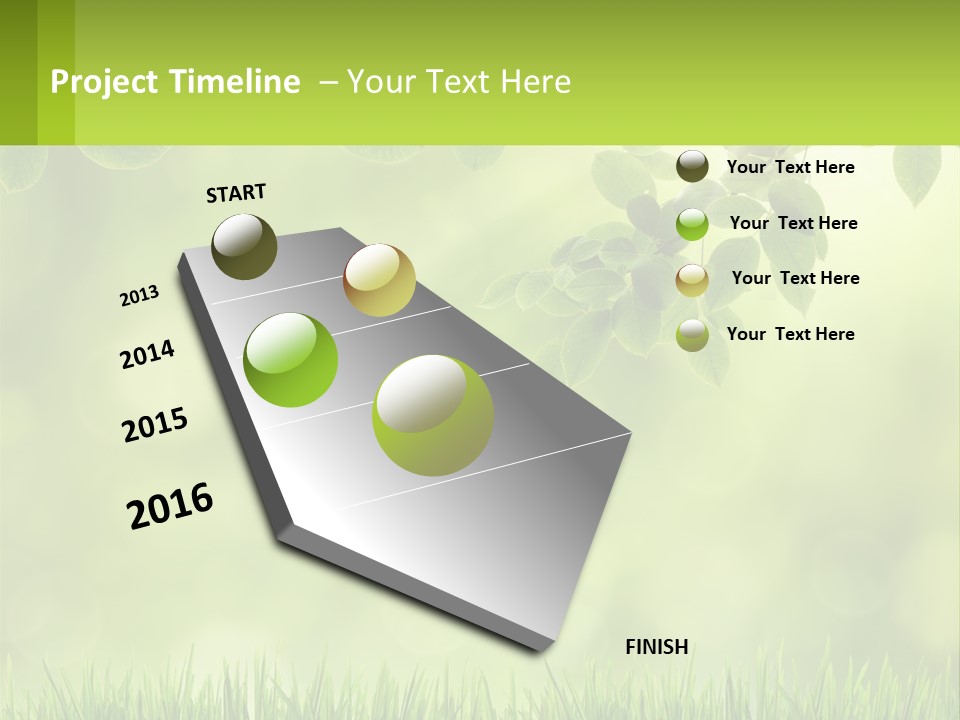 A Green Background With Leaves And Grass PowerPoint Template