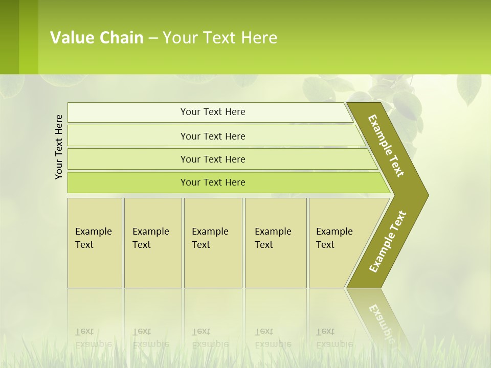 A Green Background With Leaves And Grass PowerPoint Template