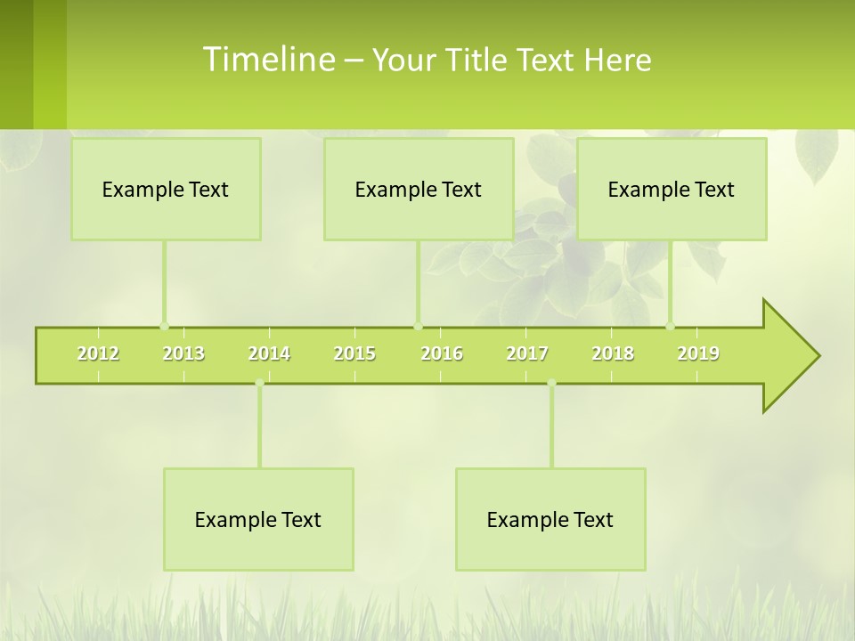 A Green Background With Leaves And Grass PowerPoint Template