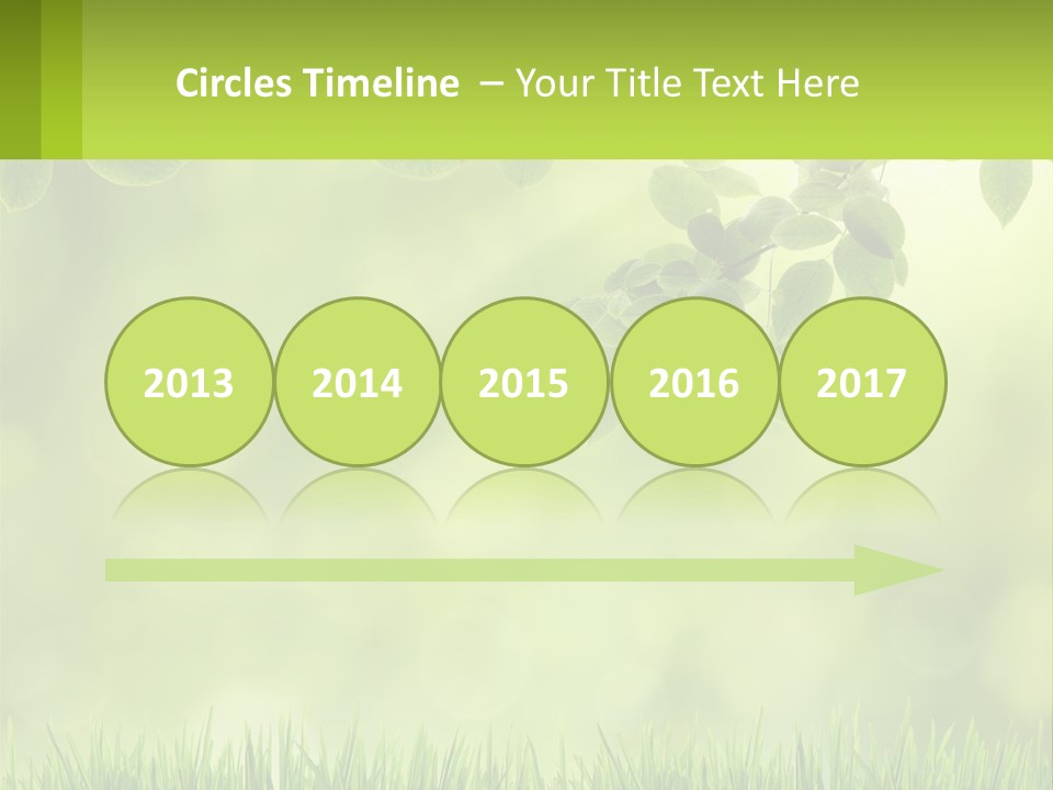A Green Background With Leaves And Grass PowerPoint Template