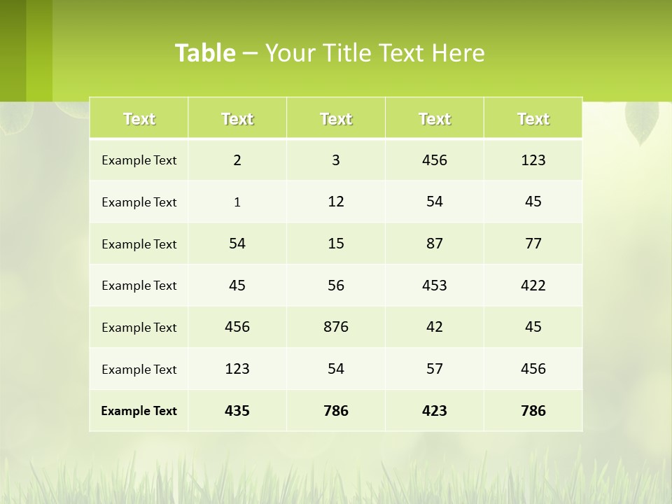 A Green Background With Leaves And Grass PowerPoint Template