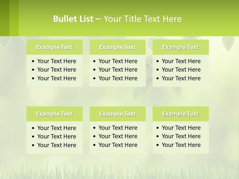 A Green Background With Leaves And Grass PowerPoint Template
