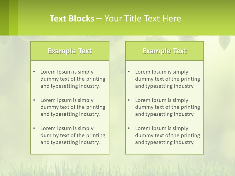 A Green Background With Leaves And Grass PowerPoint Template