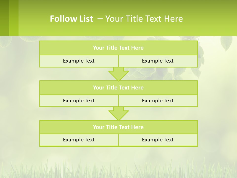 A Green Background With Leaves And Grass PowerPoint Template