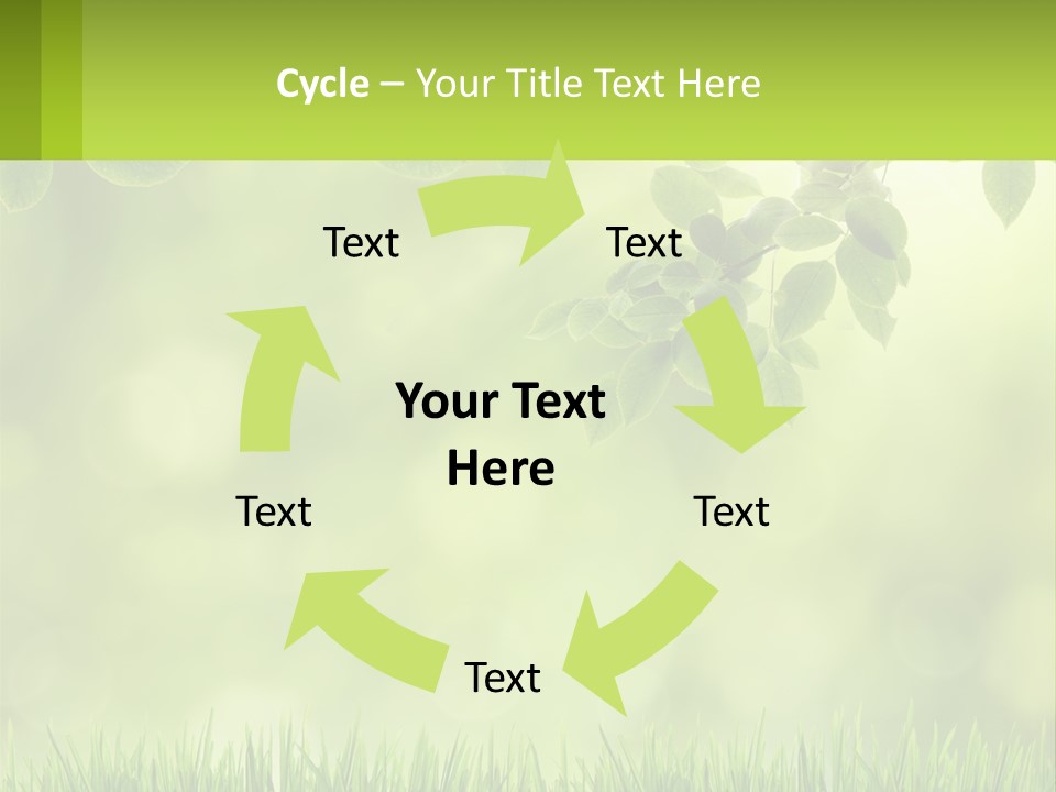 A Green Background With Leaves And Grass PowerPoint Template