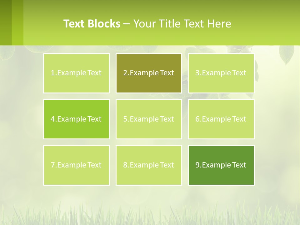 A Green Background With Leaves And Grass PowerPoint Template