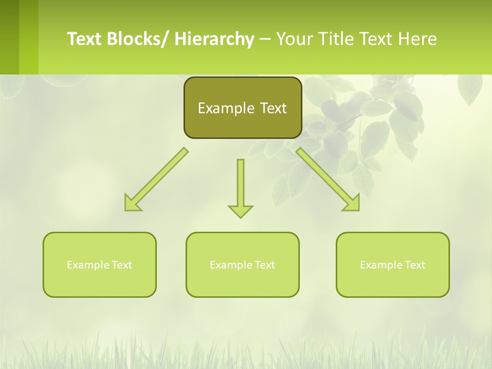 A Green Background With Leaves And Grass PowerPoint Template