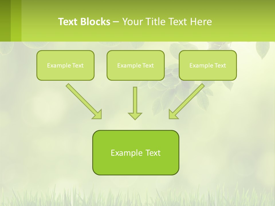 A Green Background With Leaves And Grass PowerPoint Template
