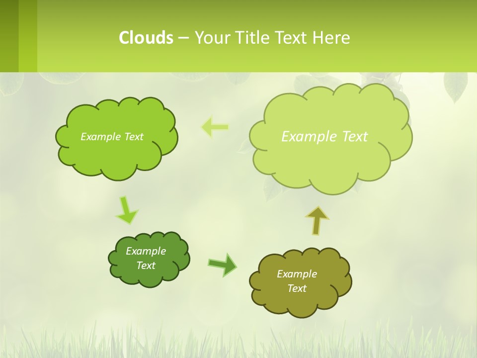 A Green Background With Leaves And Grass PowerPoint Template