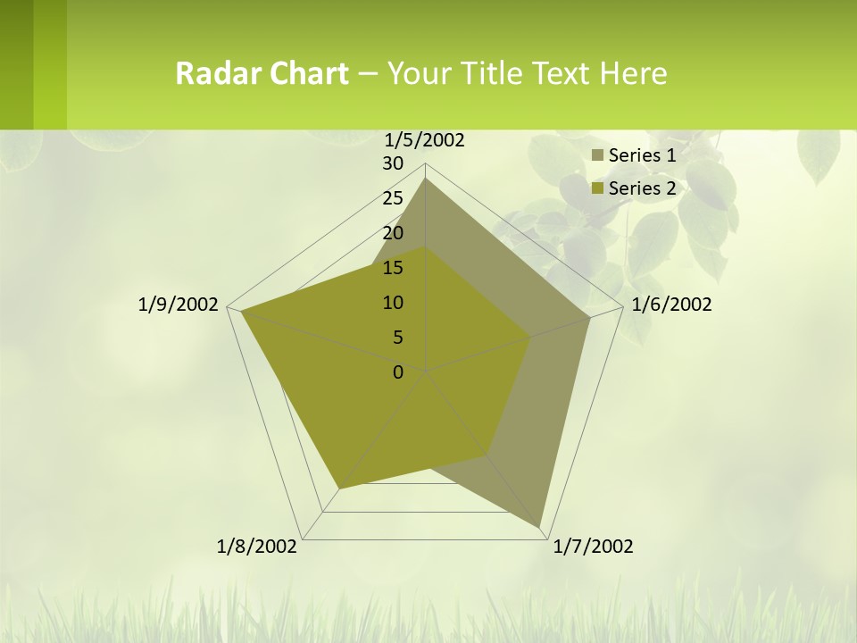 A Green Background With Leaves And Grass PowerPoint Template