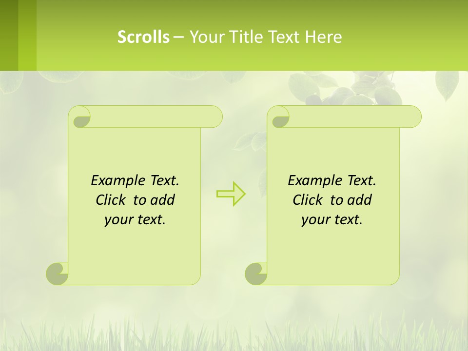 A Green Background With Leaves And Grass PowerPoint Template