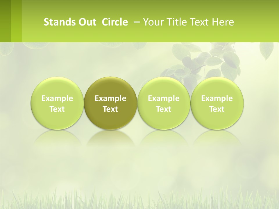 A Green Background With Leaves And Grass PowerPoint Template