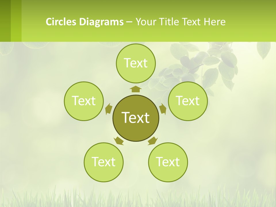 A Green Background With Leaves And Grass PowerPoint Template