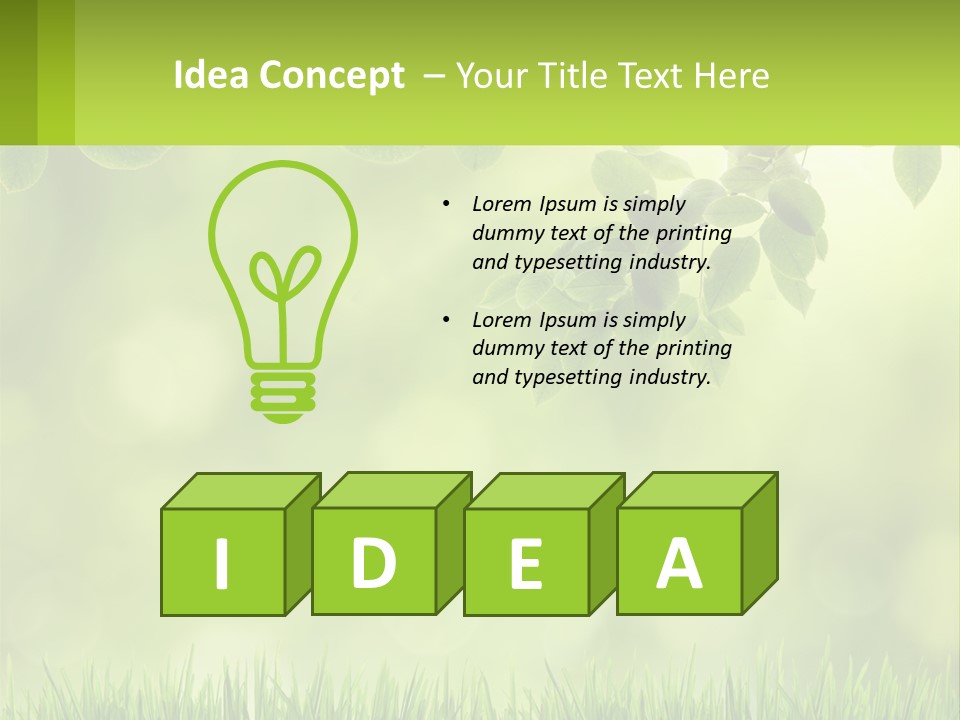 A Green Background With Leaves And Grass PowerPoint Template