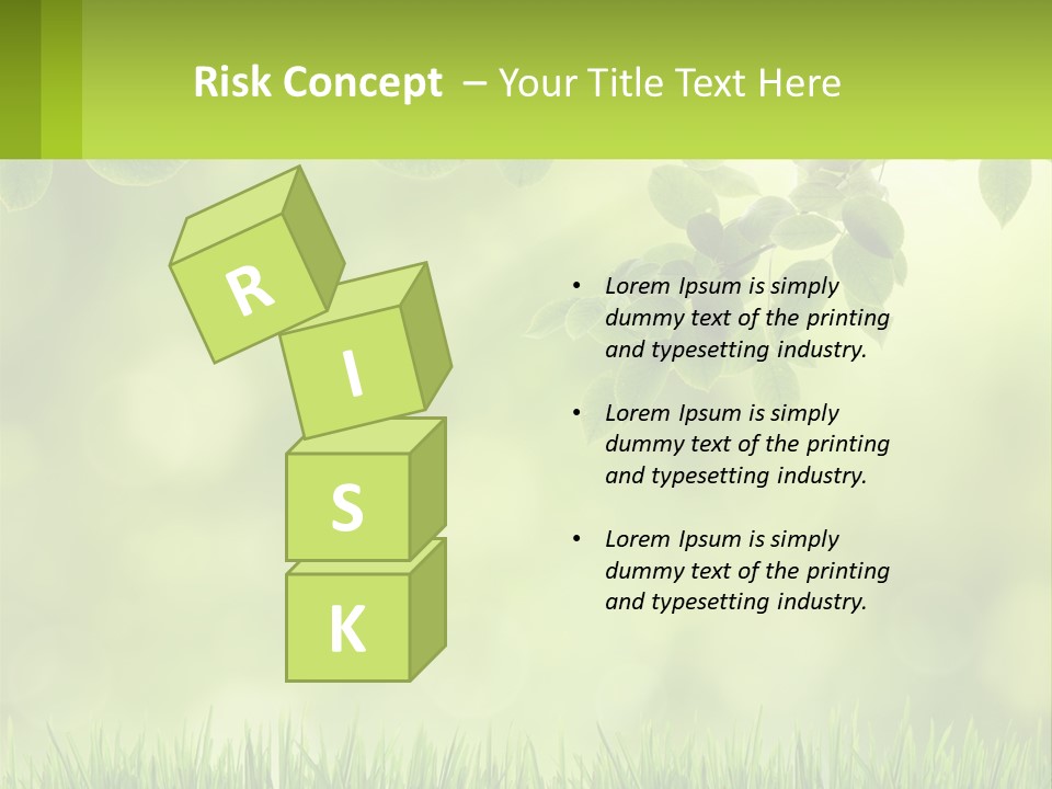 A Green Background With Leaves And Grass PowerPoint Template