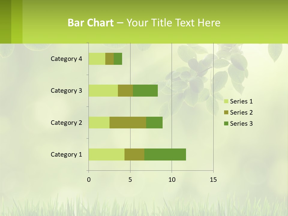 A Green Background With Leaves And Grass PowerPoint Template