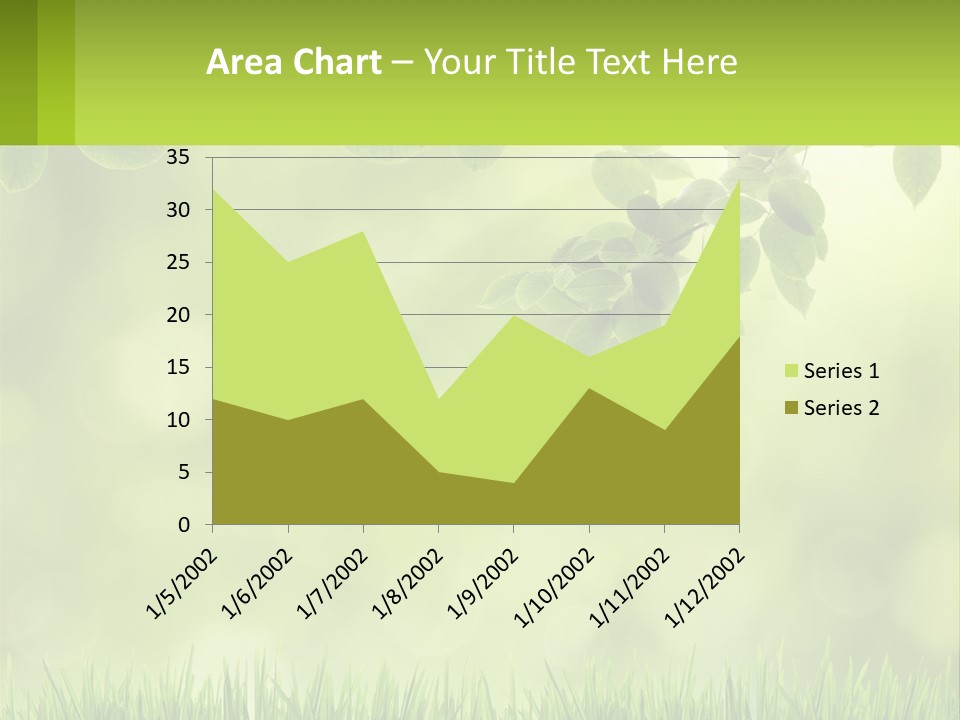 A Green Background With Leaves And Grass PowerPoint Template