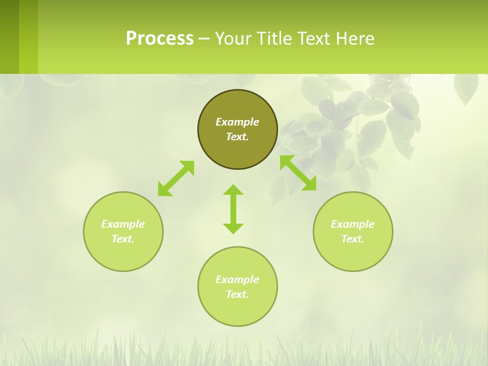 A Green Background With Leaves And Grass PowerPoint Template