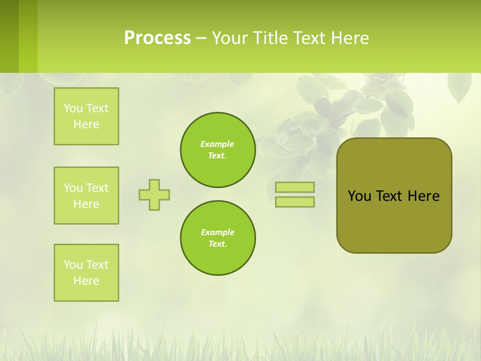 A Green Background With Leaves And Grass PowerPoint Template