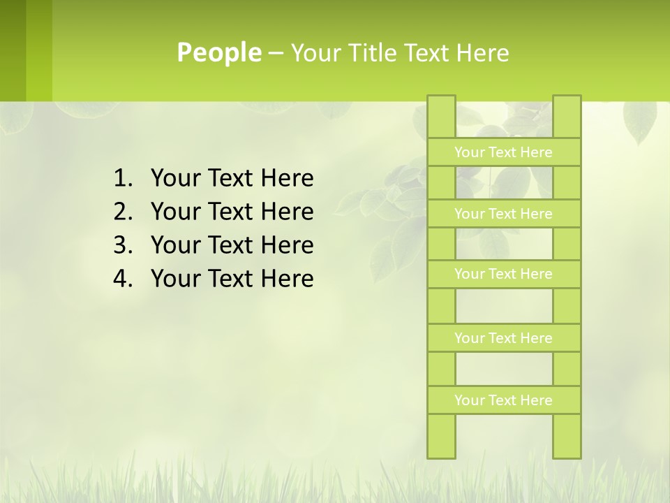A Green Background With Leaves And Grass PowerPoint Template