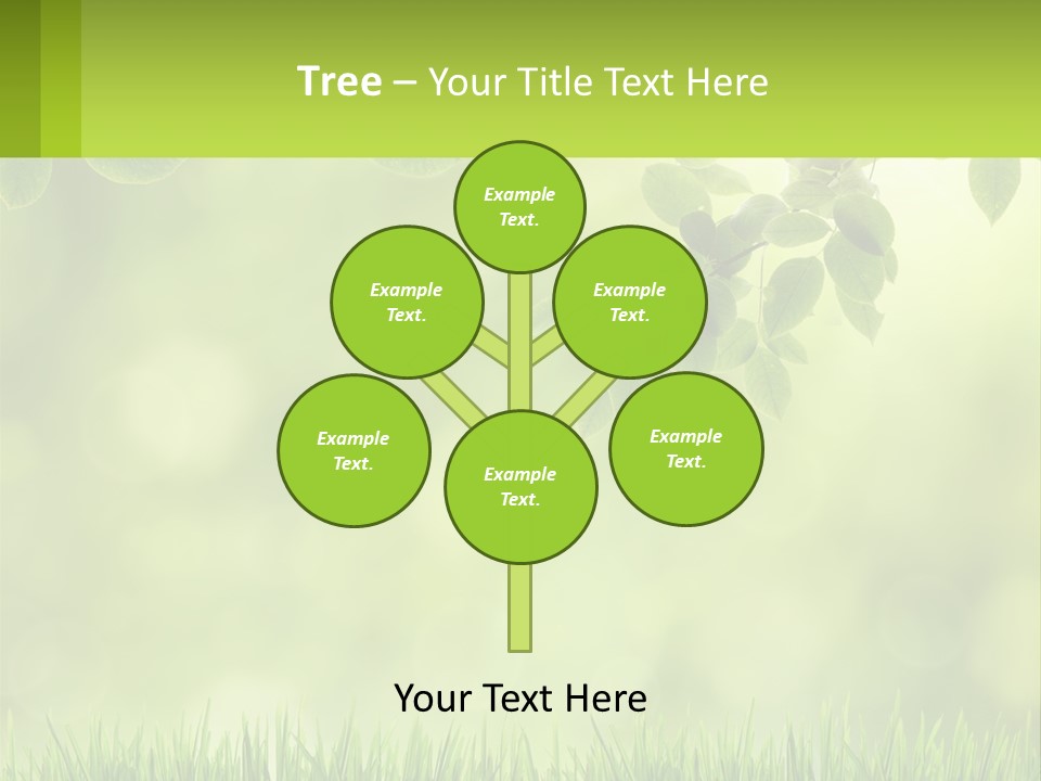 A Green Background With Leaves And Grass PowerPoint Template