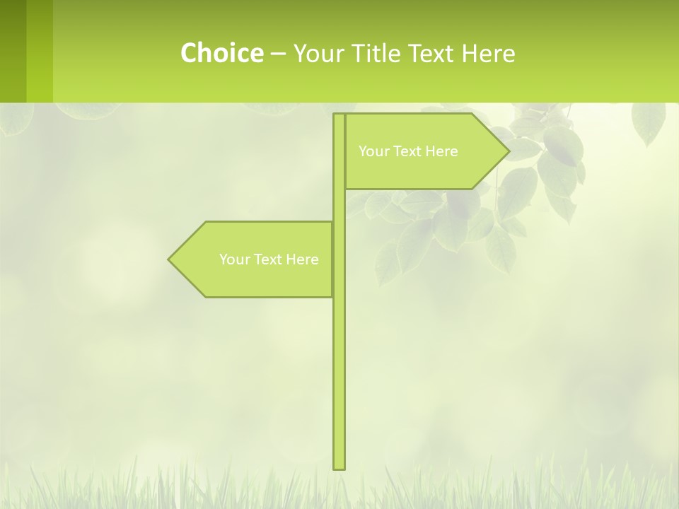 A Green Background With Leaves And Grass PowerPoint Template