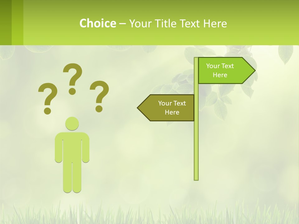 A Green Background With Leaves And Grass PowerPoint Template