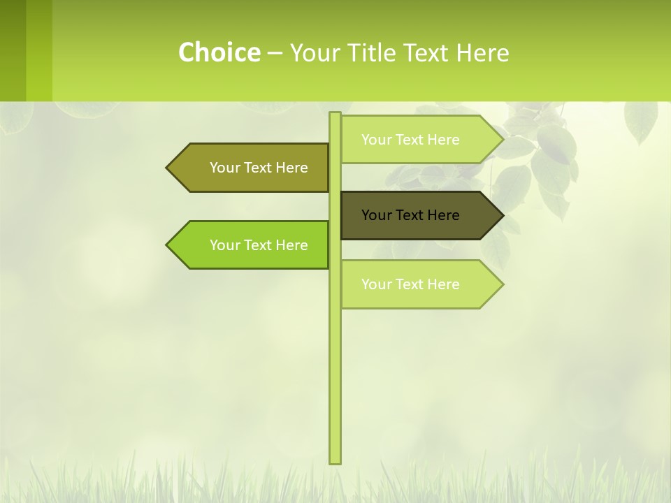A Green Background With Leaves And Grass PowerPoint Template