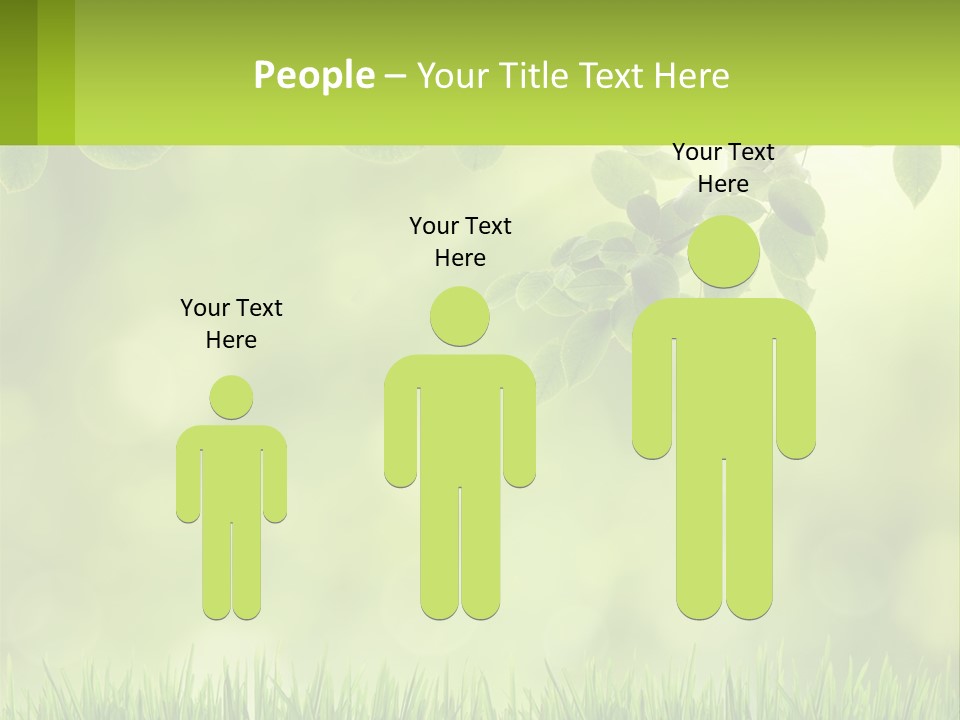 A Green Background With Leaves And Grass PowerPoint Template