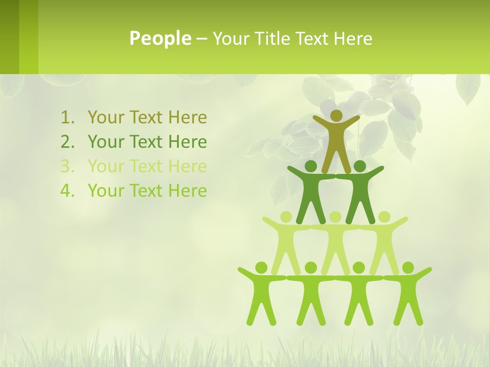 A Green Background With Leaves And Grass PowerPoint Template
