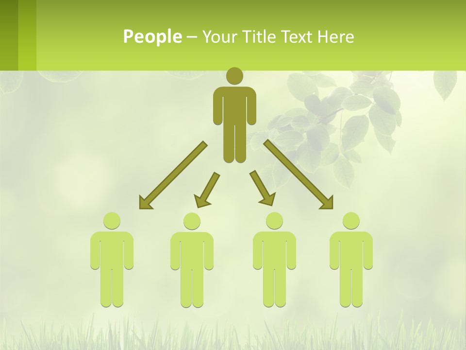 A Green Background With Leaves And Grass PowerPoint Template