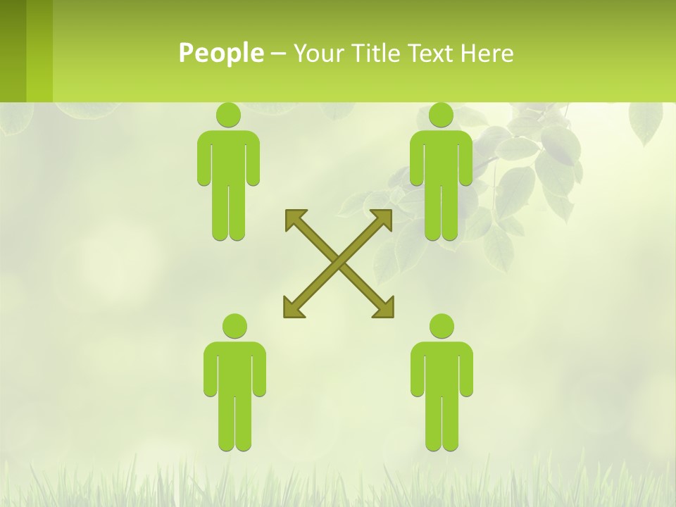 A Green Background With Leaves And Grass PowerPoint Template