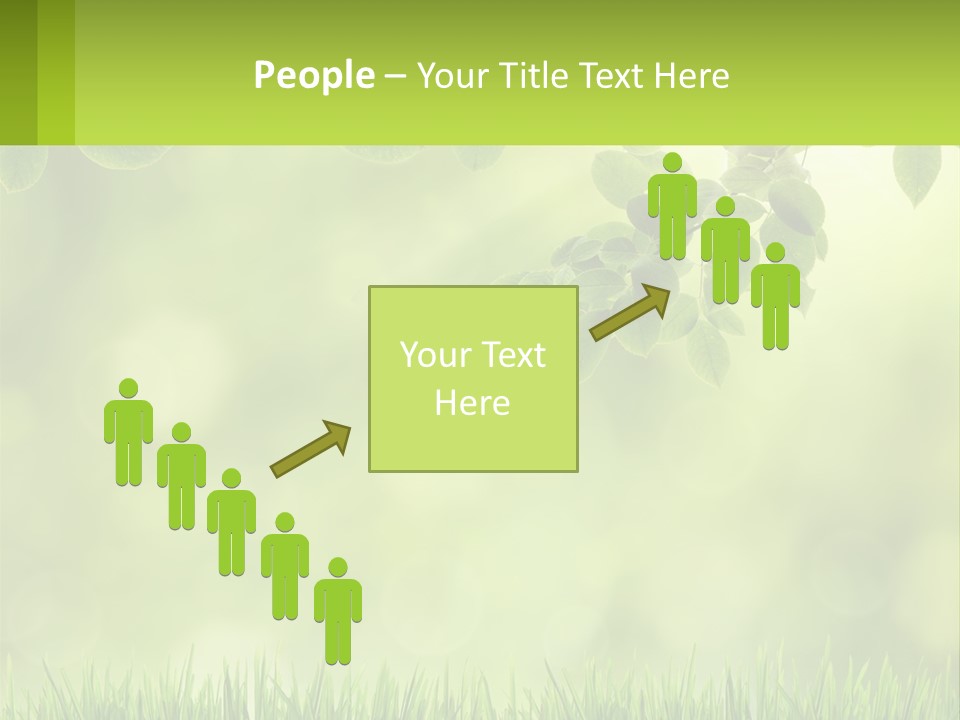 A Green Background With Leaves And Grass PowerPoint Template