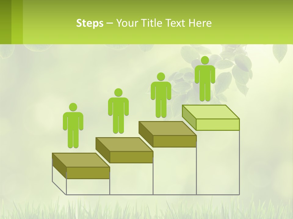A Green Background With Leaves And Grass PowerPoint Template