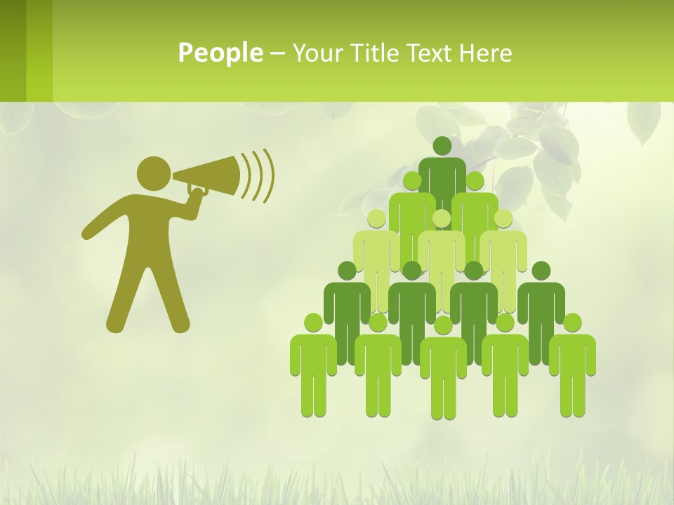 A Green Background With Leaves And Grass PowerPoint Template