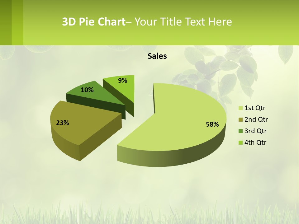 A Green Background With Leaves And Grass PowerPoint Template