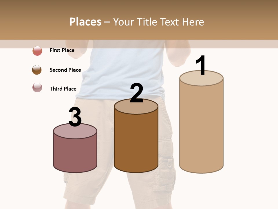 A Man In A Blue Shirt And Khaki Shorts Is Giving A Thumbs Up PowerPoint Template