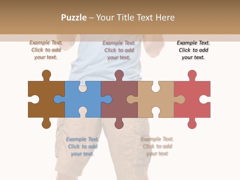 A Man In A Blue Shirt And Khaki Shorts Is Giving A Thumbs Up PowerPoint Template