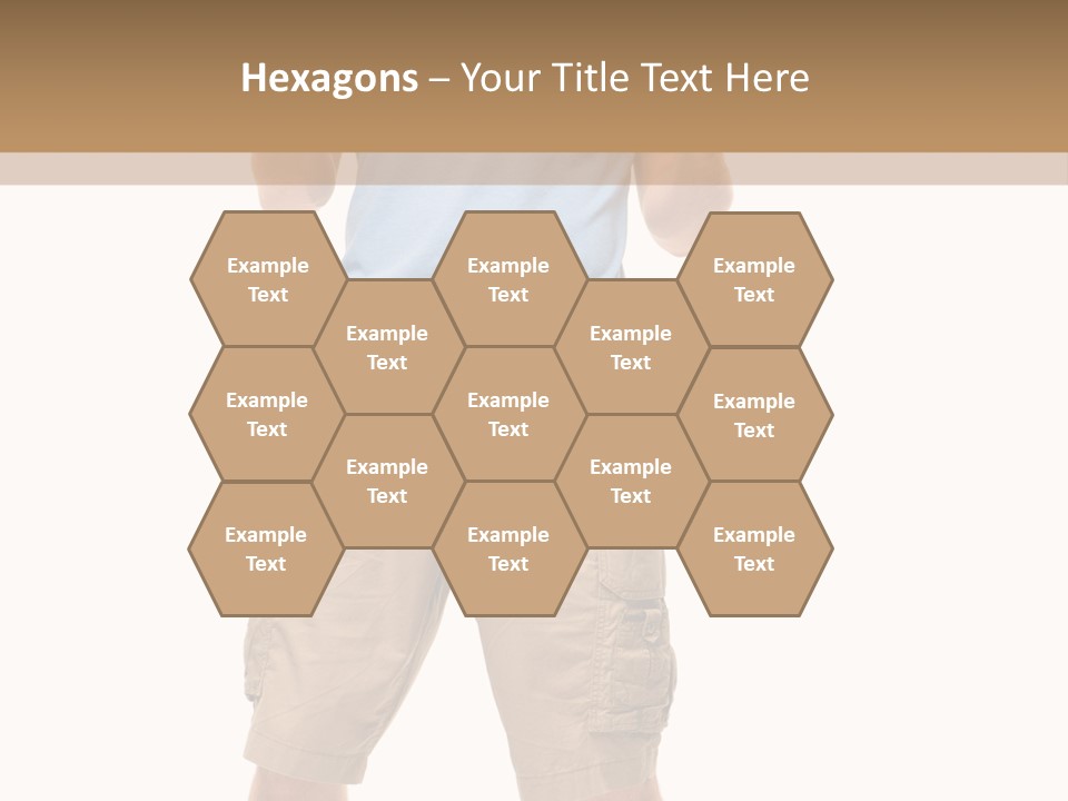 A Man In A Blue Shirt And Khaki Shorts Is Giving A Thumbs Up PowerPoint Template