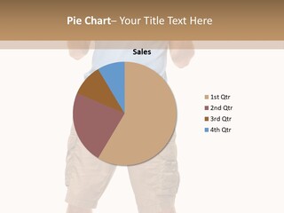 A Man In A Blue Shirt And Khaki Shorts Is Giving A Thumbs Up PowerPoint Template