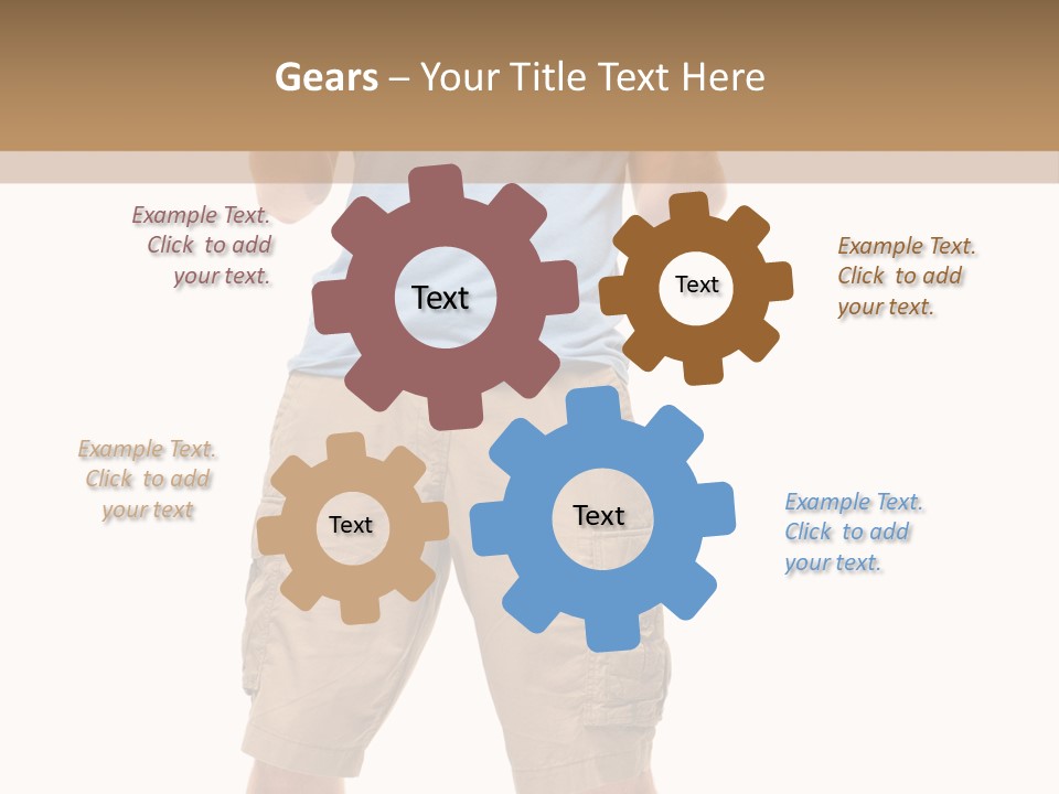 A Man In A Blue Shirt And Khaki Shorts Is Giving A Thumbs Up PowerPoint Template