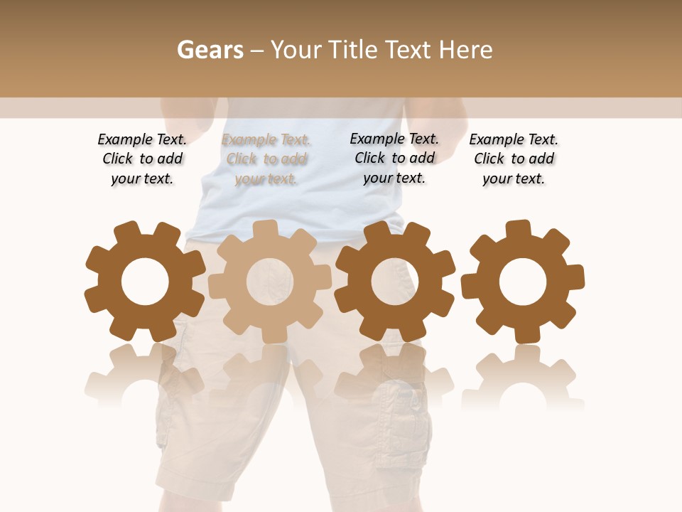 A Man In A Blue Shirt And Khaki Shorts Is Giving A Thumbs Up PowerPoint Template