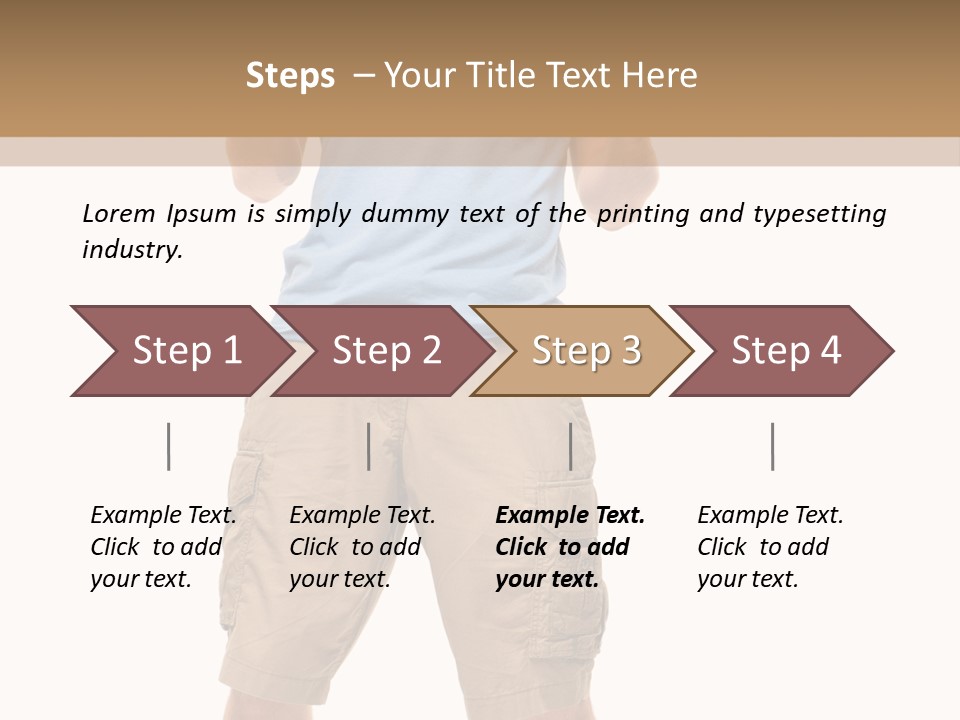 A Man In A Blue Shirt And Khaki Shorts Is Giving A Thumbs Up PowerPoint Template