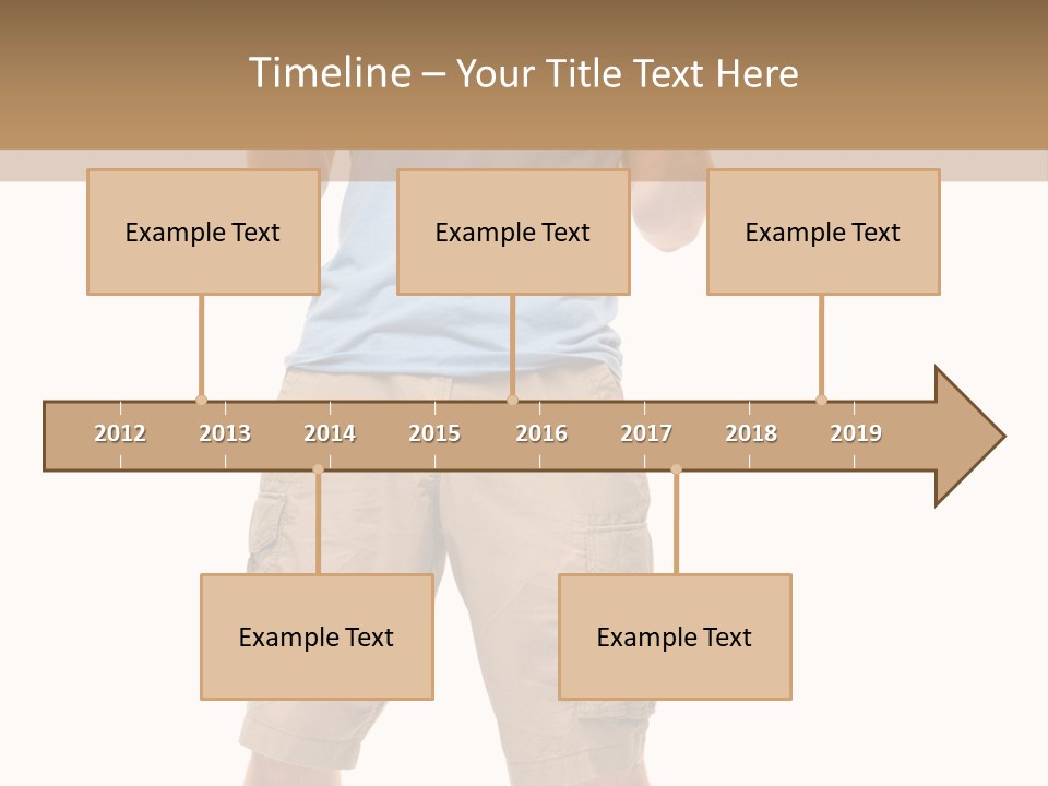 A Man In A Blue Shirt And Khaki Shorts Is Giving A Thumbs Up PowerPoint Template